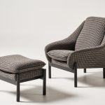 nikki chair ottoman in custom houndstooth