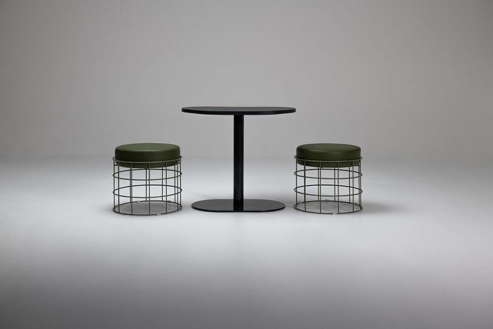 ellis ottoman and pillar cafe table