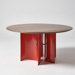 Round stamp dining table solid walnut top and custom PC base