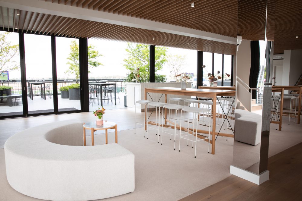 ellis curved bench and dita stool