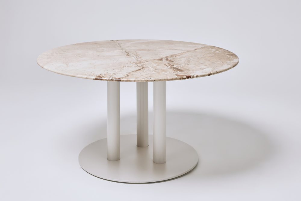 triple pillar 1400dia dining table aurora stone top