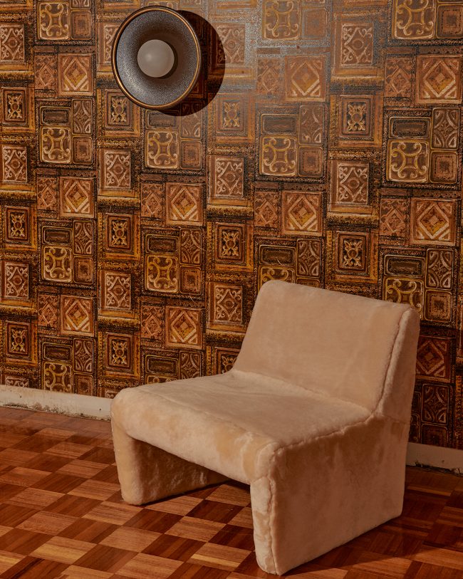 Reeno chair in Australia sheepskin and Catch Wall Light - Australian Made Furniture - Melbourne