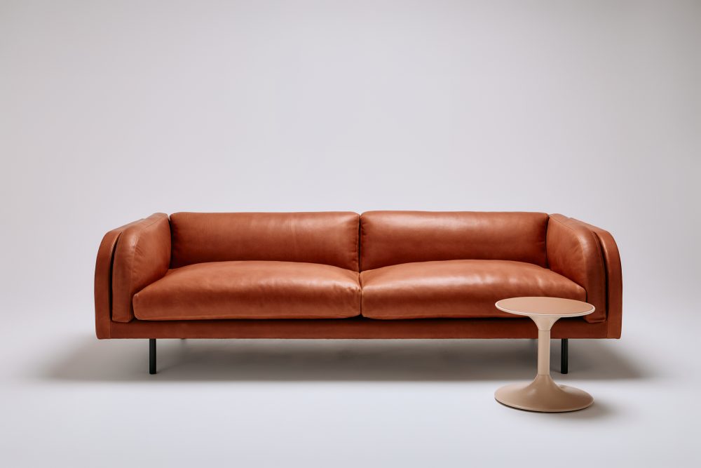 graziaco harvey curved arm sofa leta tan leather