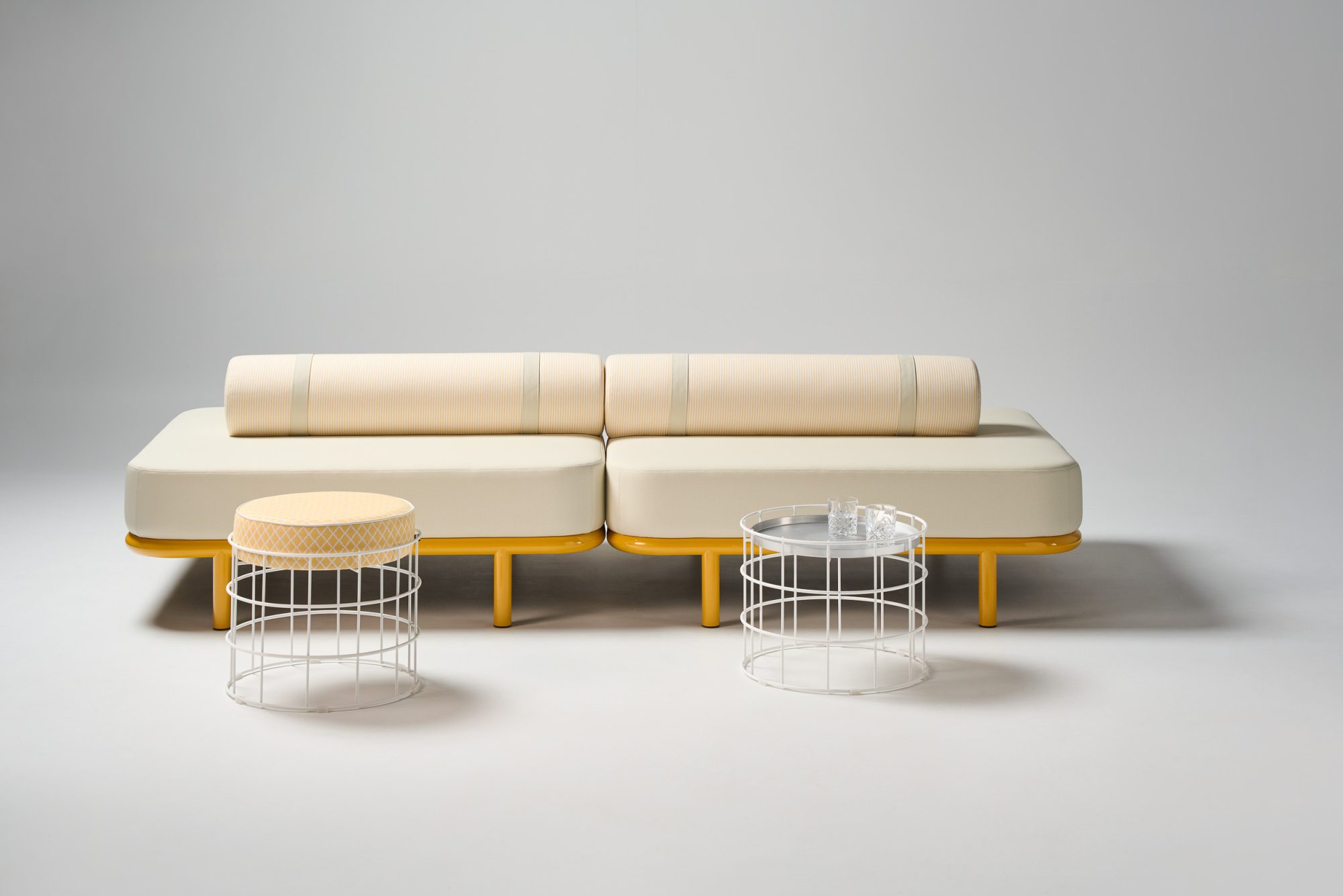 Etta ottoman in custom upholstery and ellis ottomans in custom upholstery and texture white pc frame