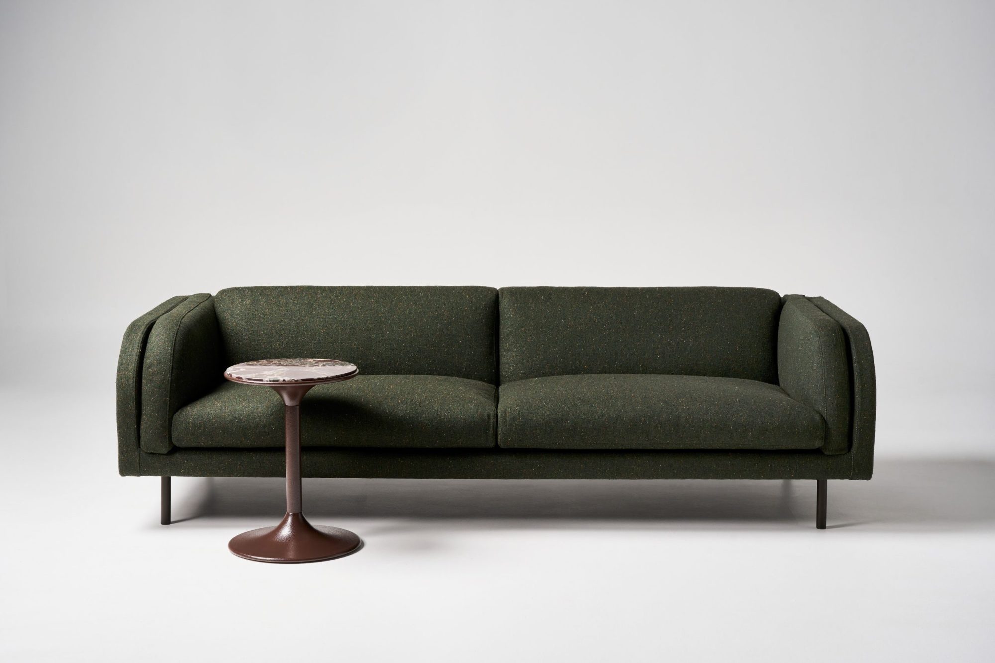 Harvey curved arm sofa porter tall stone side table