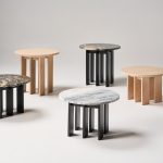 Soldier side tables stone and timber tops