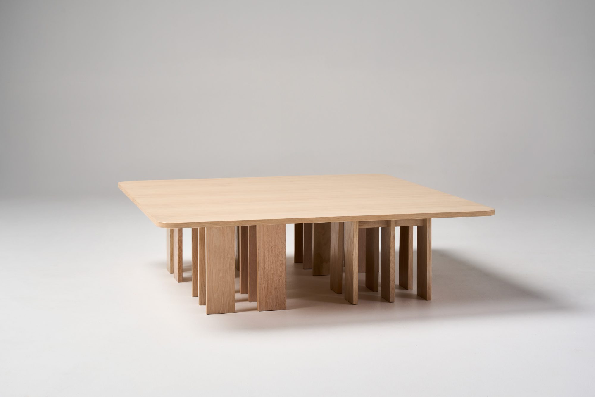 square soldier coffee table in frost