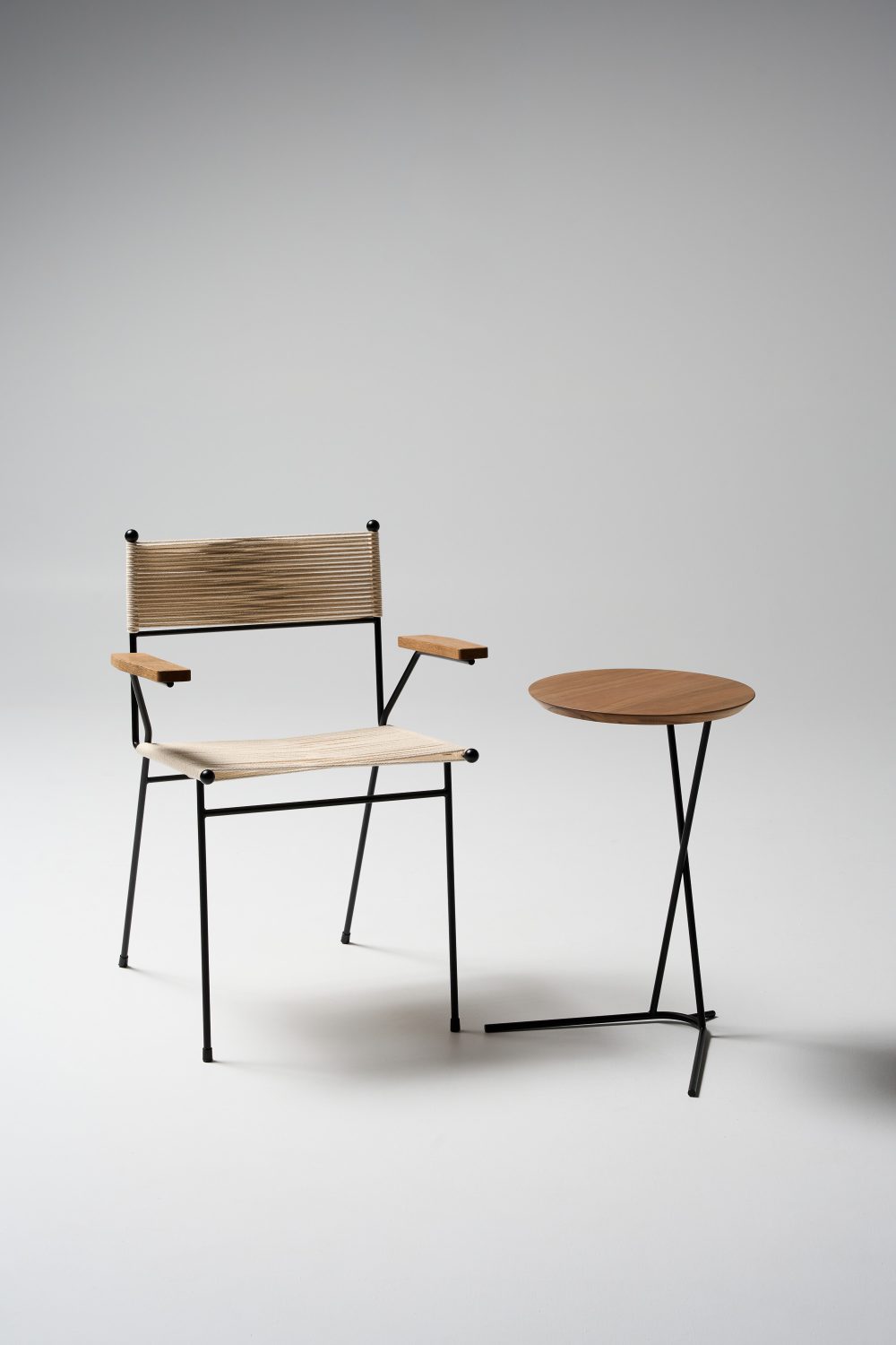 Meadmore Corded Armchair 1952 & Timber Side Table 1954