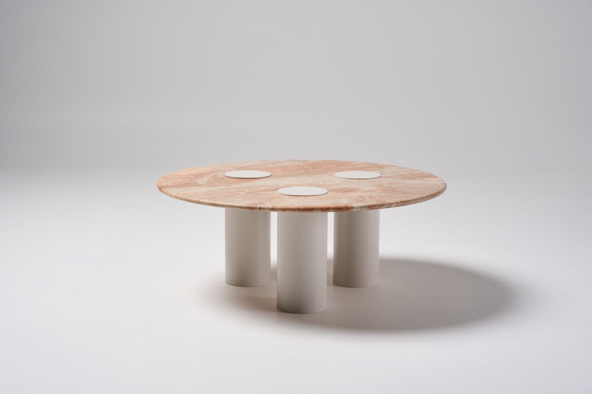 Ivy Coffee Table in Pink Breccia + Texture Suede