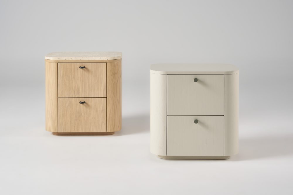Orla bedsides - Frost with stone top + White Duck